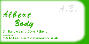 albert body business card